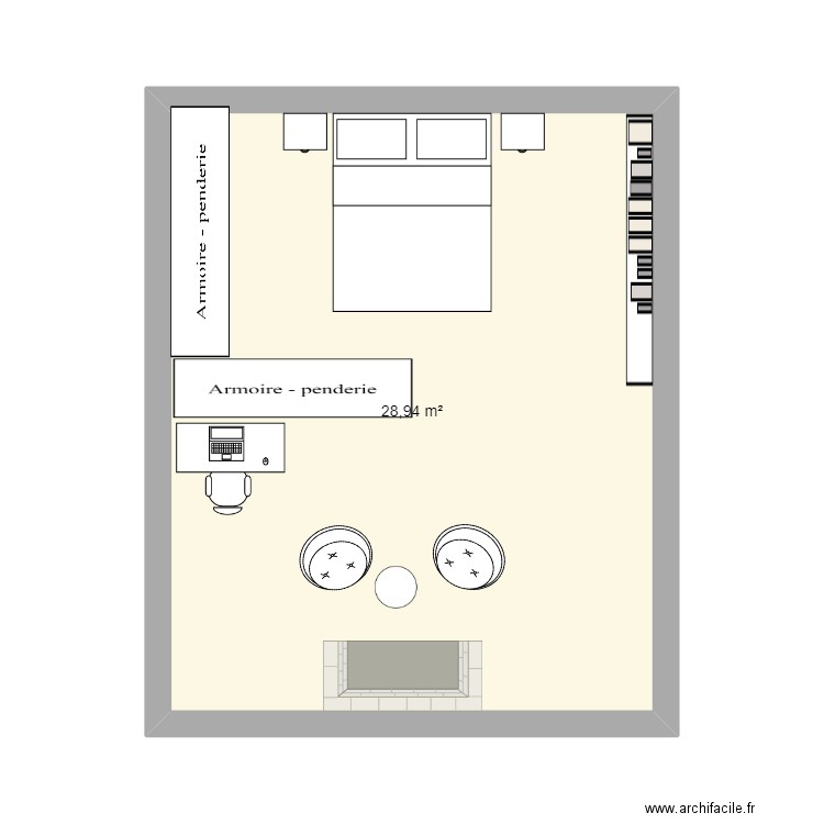 chambre maman 2. Plan de 1 pièce et 29 m2