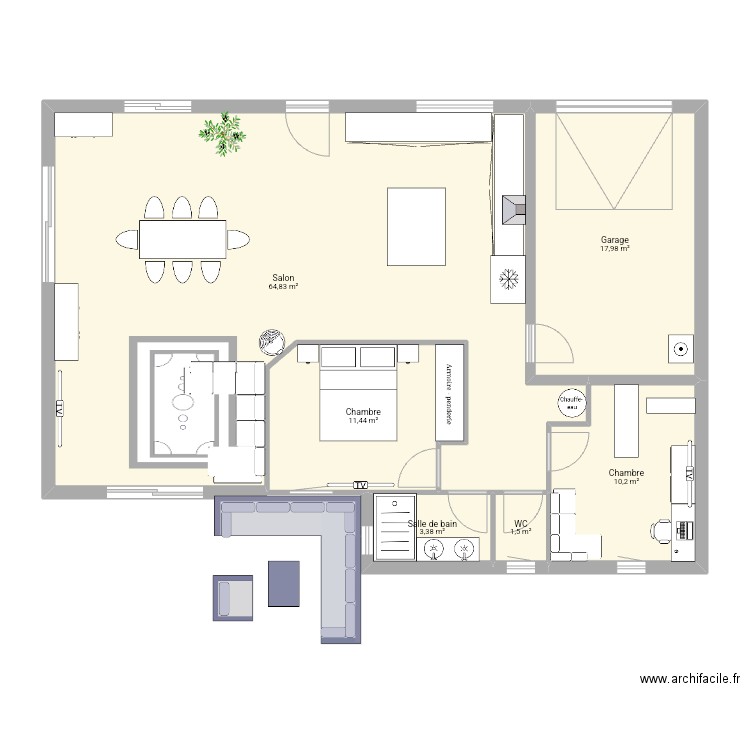 Notre Maison. Plan de 6 pièces et 109 m2