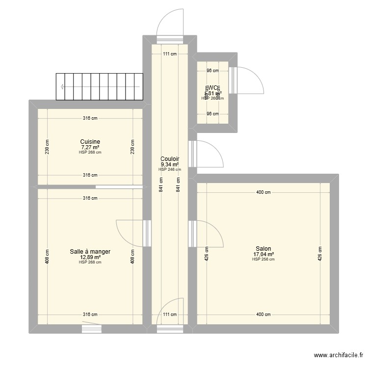 plan MOUGIN. Plan de 5 pièces et 48 m2