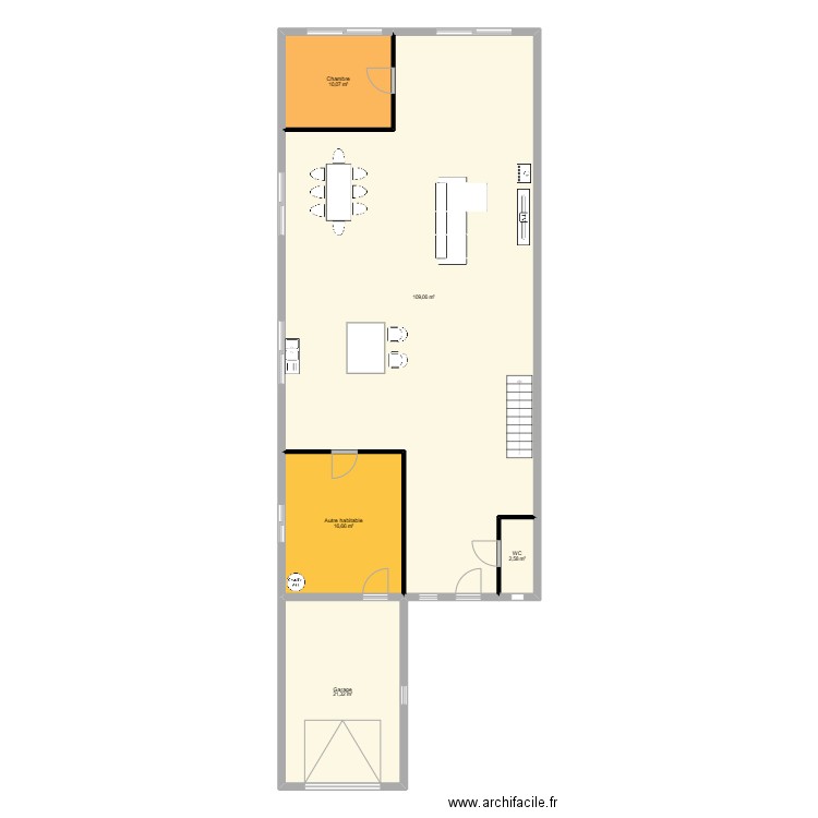 Plan N°1 RDC. Plan de 5 pièces et 160 m2