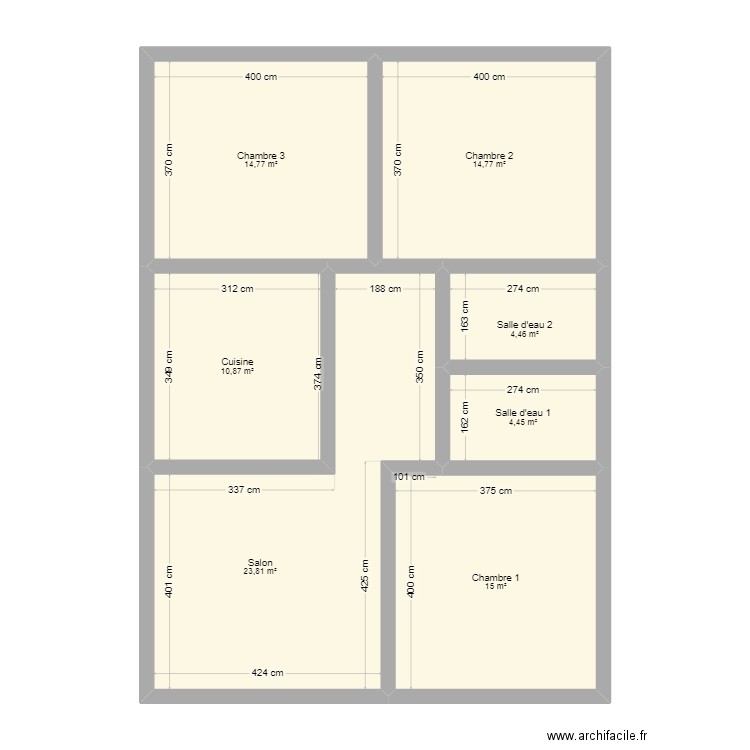 Boube1. Plan de 7 pièces et 88 m2