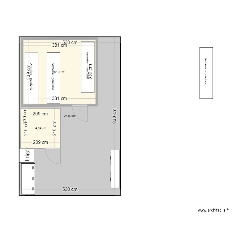 Hangar 2. Plan de 3 pièces et 61 m2