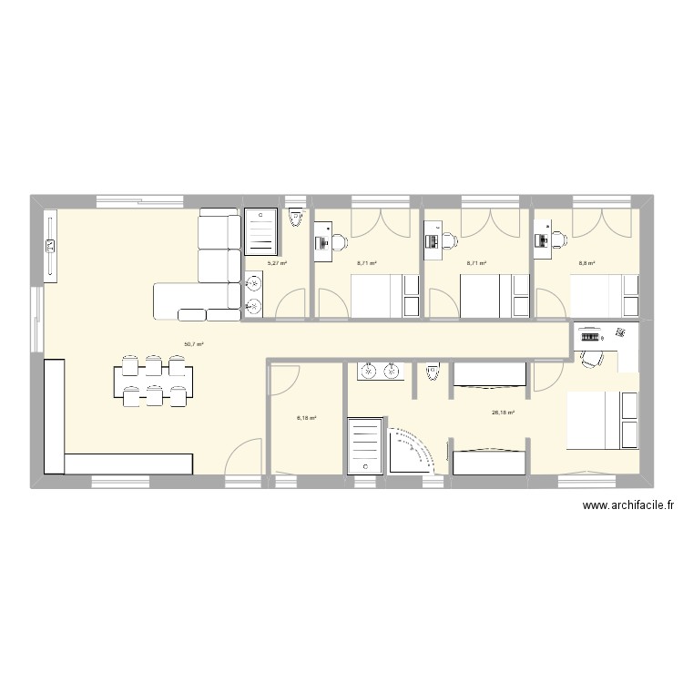 maison finale. Plan de 7 pièces et 115 m2