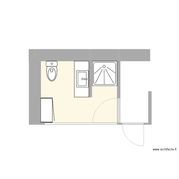 SdB. Plan de 1 pièce et 6 m2