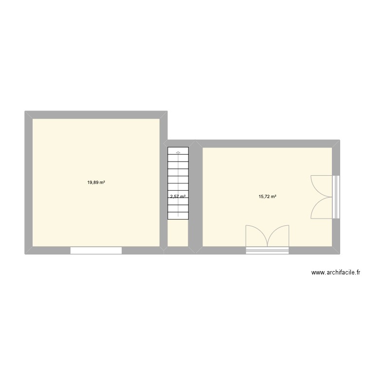 Café Lumière et Barajo. Plan de 3 pièces et 38 m2