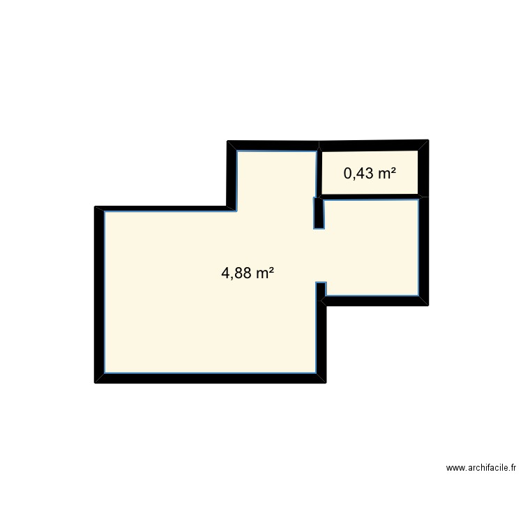 Sdb barb. Plan de 2 pièces et 5 m2