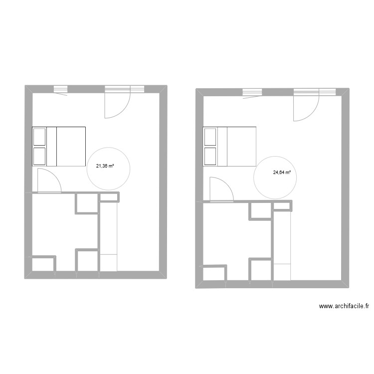 Cellule T1. Plan de 10 pièces et 59 m2