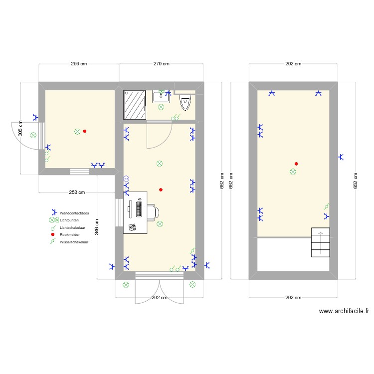 Vught. Plan de 6 pièces et 35 m2