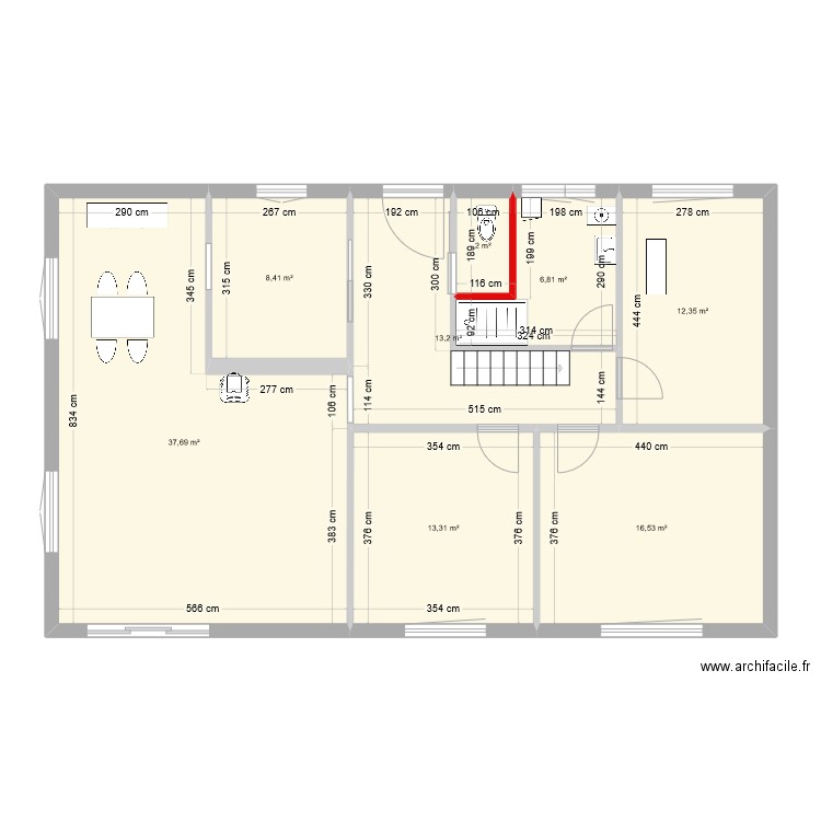 maisson. Plan de 8 pièces et 110 m2