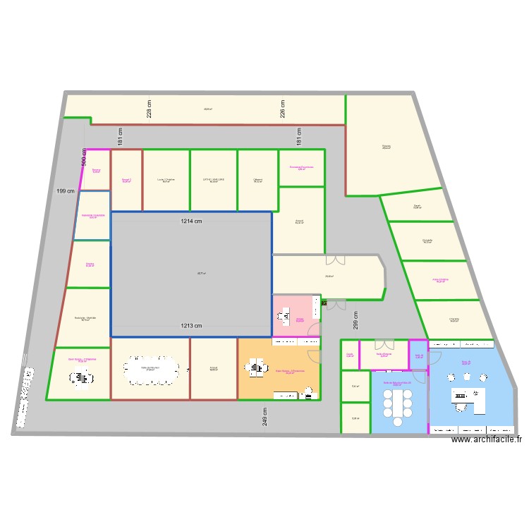 SJF pro V 3. Plan de 30 pièces et 1081 m2