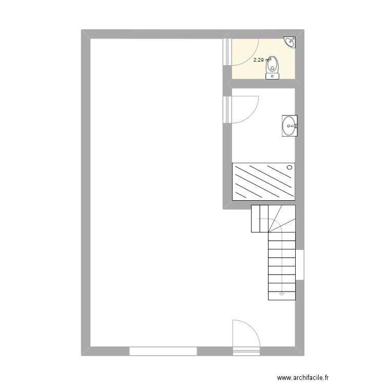 noa. Plan de 1 pièce et 2 m2