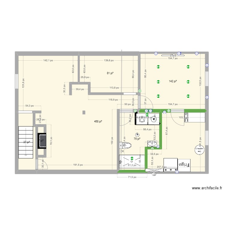 SOUS SOL 3. Plan de 6 pièces et 74 m2