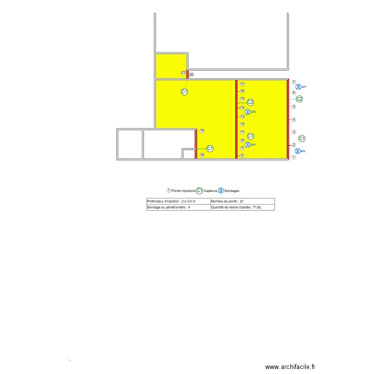 Jobson. Plan de 6 pièces et 69 m2