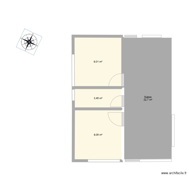 Maison Alfredo et Gloria. Plan de 4 pièces et 44 m2