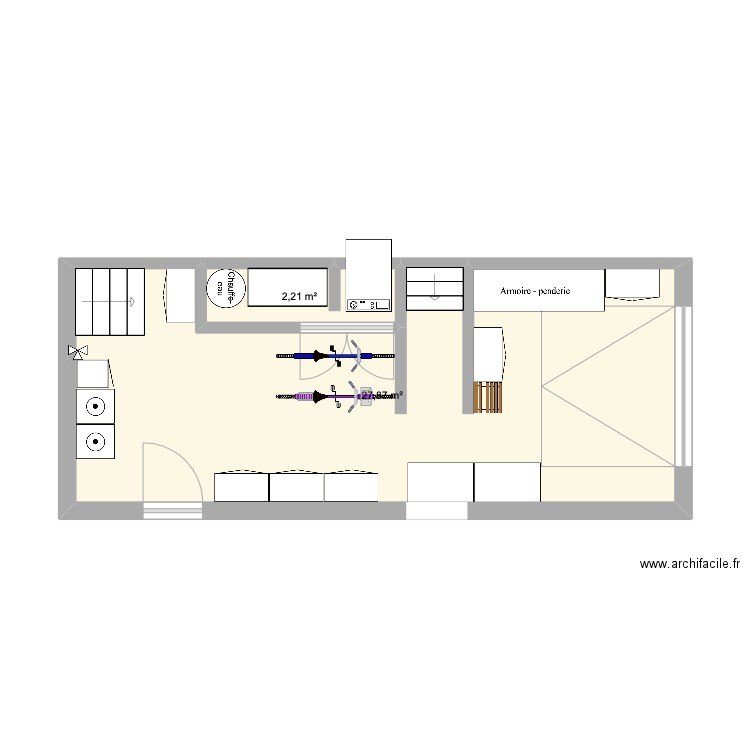 garage V1. Plan de 2 pièces et 30 m2