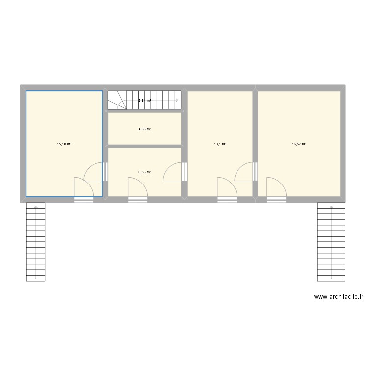 Plan RDC Rigny-Ussé actuel. Plan de 6 pièces et 59 m2