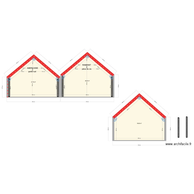 PLAN COUPE. Plan de 3 pièces et 88 m2