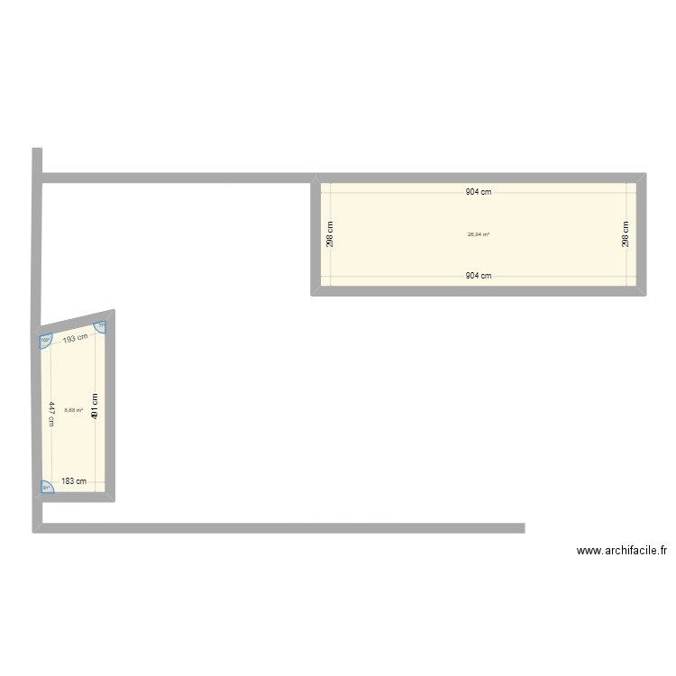 plan de l'entrprise . Plan de 2 pièces et 36 m2