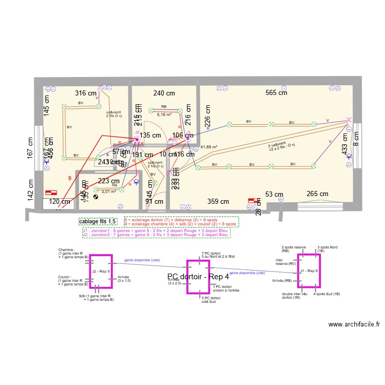 ext_elec_eclairage_4. Plan de 3 pièces et 50 m2