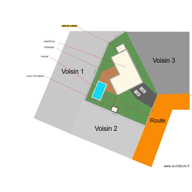 Projet abri jardin. Plan de 2 pièces et 792 m2