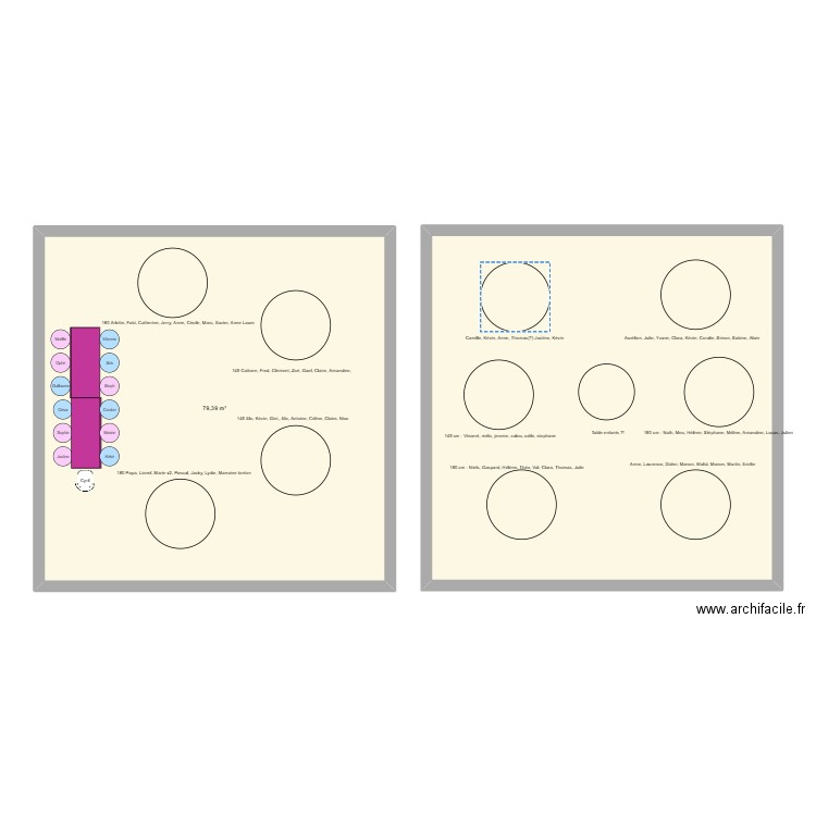 Plan de table test. Plan de 2 pièces et 159 m2