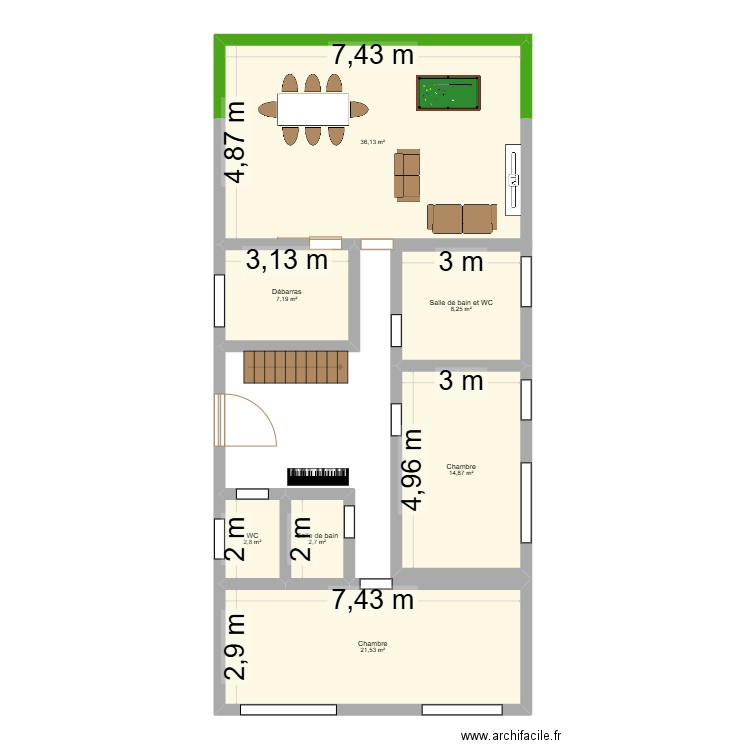 projet Faubourgs. Plan de 7 pièces et 93 m2