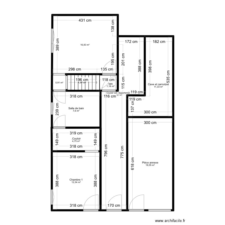 Plan appart existant. Plan de 10 pièces et 96 m2