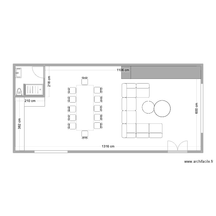 Grange Suzay. Plan de 2 pièces et 79 m2