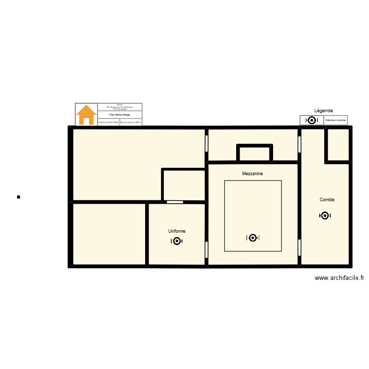 PLAN IMPLANTATION GUCCI 4ème ETAGE. Plan de 9 pièces et 104 m2