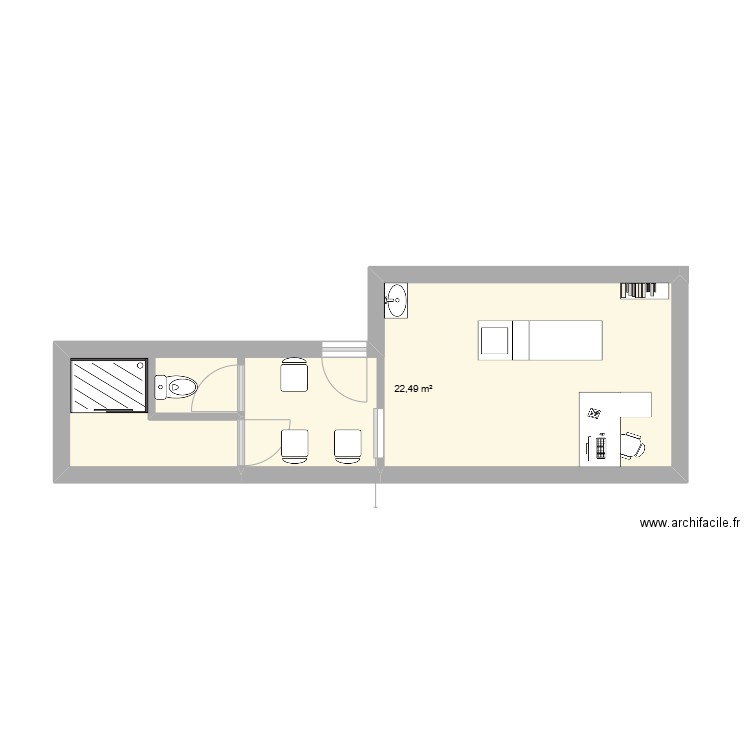 cab mederic. Plan de 1 pièce et 22 m2