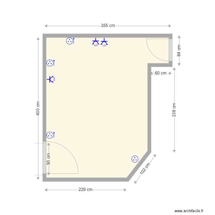 Plan cuisine. Plan de 1 pièce et 11 m2