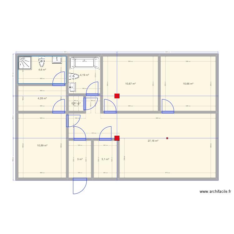 Лобня 2. Plan de 10 pièces et 79 m2