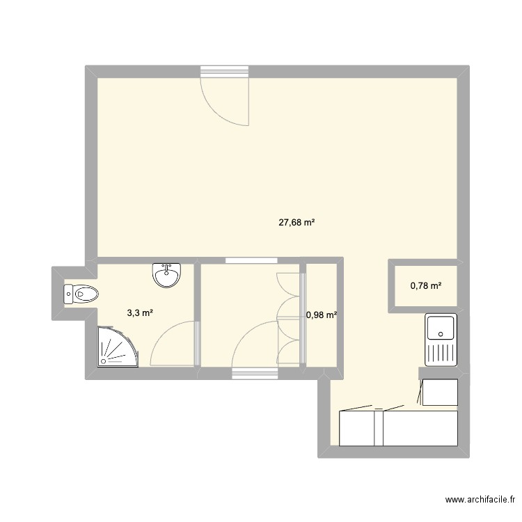 Charenton old. Plan de 4 pièces et 33 m2