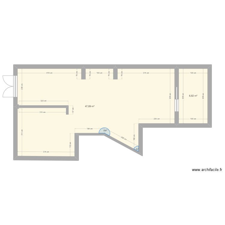 PLAN NEUILLY. Plan de 2 pièces et 55 m2