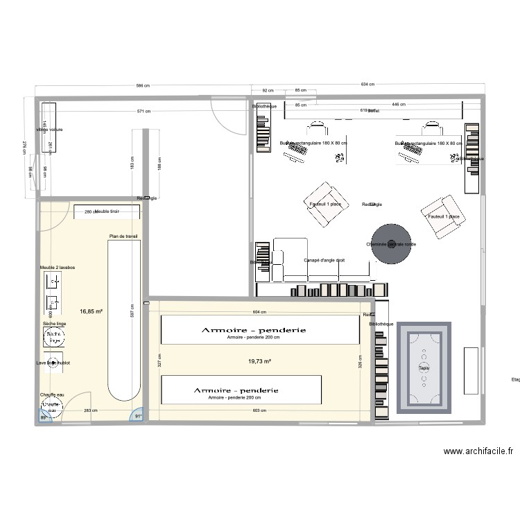 100 m² Bb. Plan de 2 pièces et 37 m2