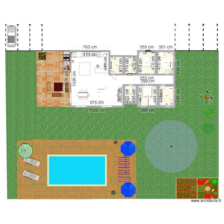 lili et nana. Plan de 7 pièces et 70 m2