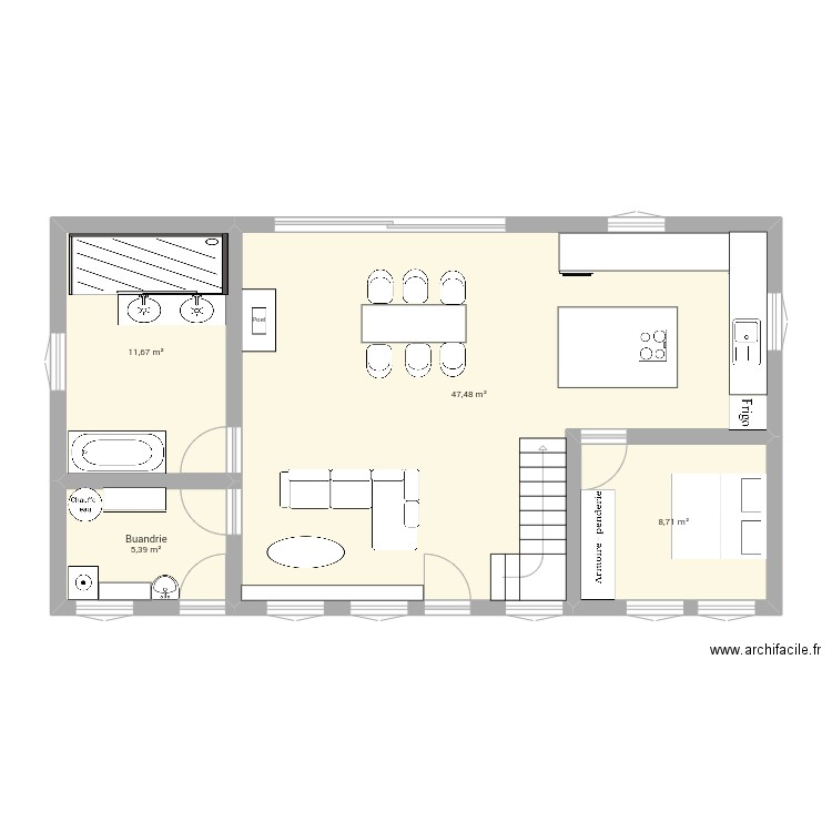 Maison 2. Plan de 4 pièces et 73 m2