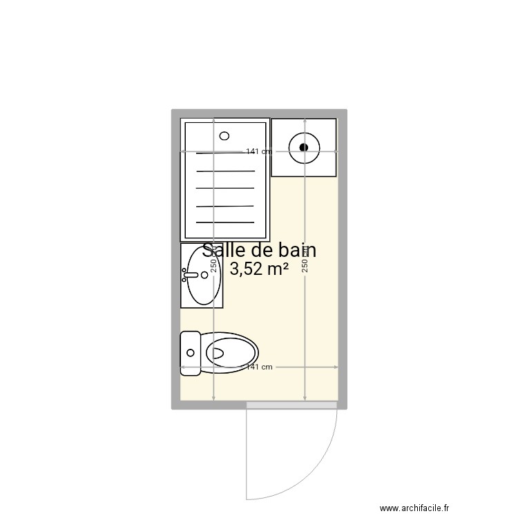 Salledebain. Plan de 1 pièce et 4 m2