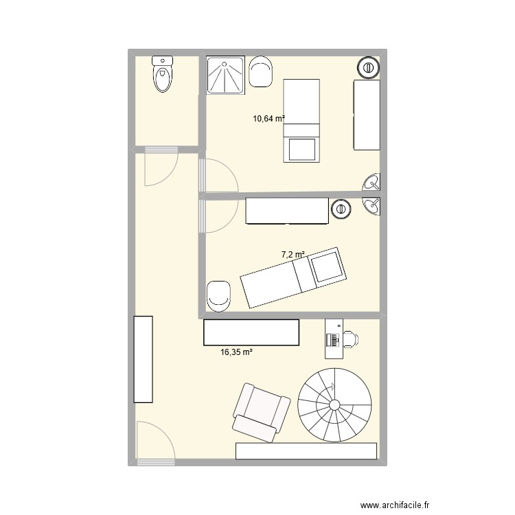 plan institut rdc. Plan de 3 pièces et 34 m2