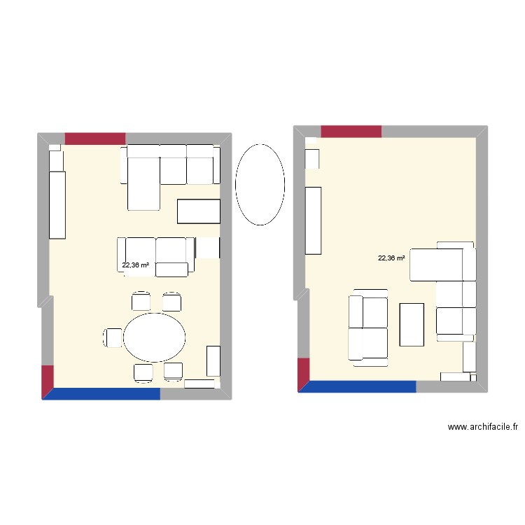 test. Plan de 2 pièces et 45 m2