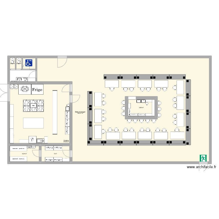 projet bp restaurant . Plan de 8 pièces et 272 m2