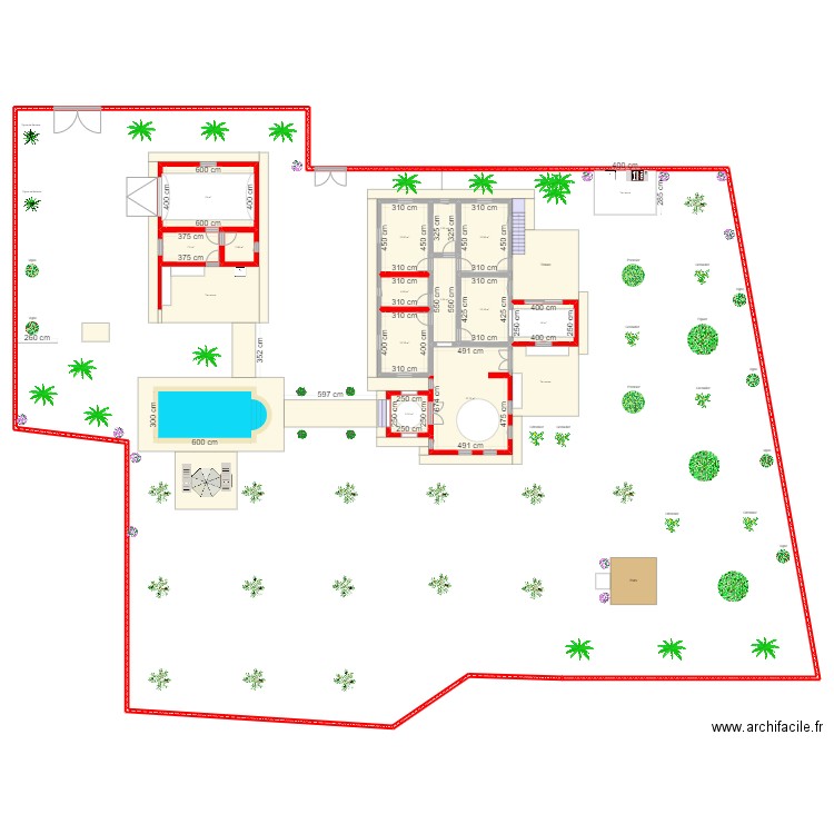 Plan Djerba Mahboubine V4. Plan de 13 pièces et 158 m2