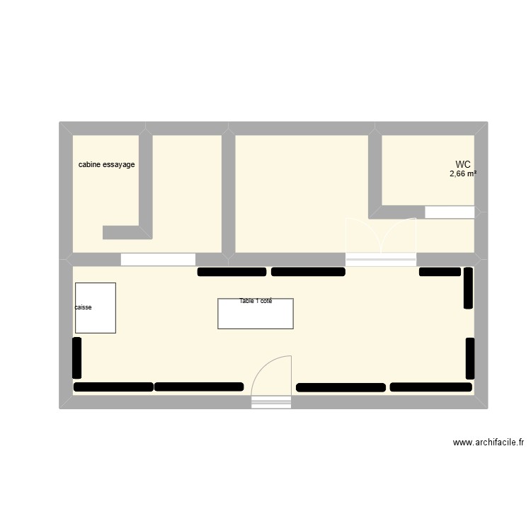 plan boutique. Plan de 4 pièces et 38 m2