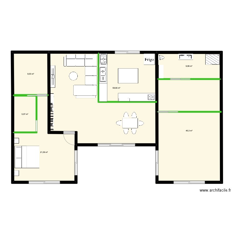 maison Annick. Plan de 6 pièces et 144 m2