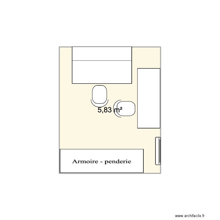 Bureau. Plan de 1 pièce et 6 m2