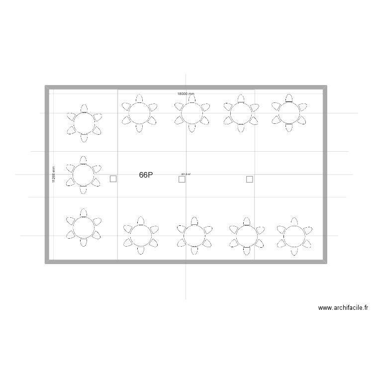 table rond 6 66P. Plan de 1 pièce et 202 m2