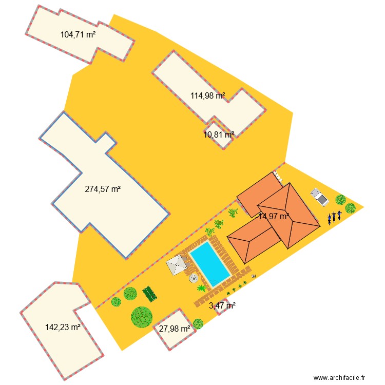 jardin les roses. Plan de 8 pièces et 803 m2