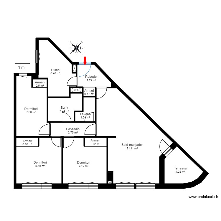 ed. escalé 1-d. andorra. Plan de 20 pièces et 70 m2