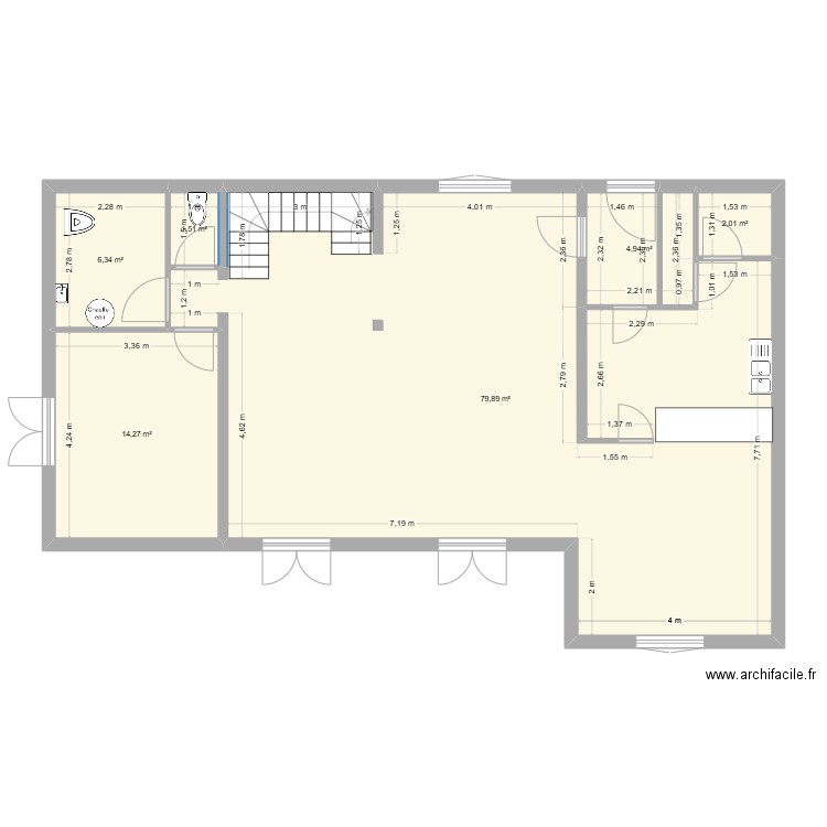 Maison des artistes. Plan de 6 pièces et 109 m2