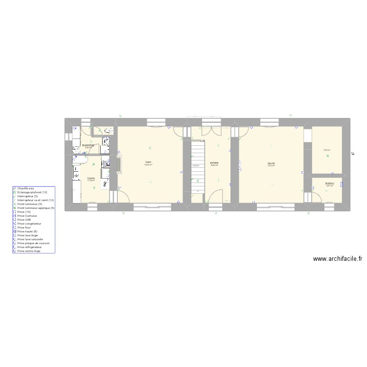 PRESBYTERE RDC TRAVAUX 2. Plan de 8 pièces et 114 m2